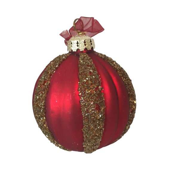 VTG Frontgate Christmas Tree Ornaments Handblown Glass Lot 15 Red & Green Gold - Picture 15 of 16